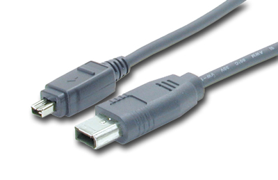 Firewire cable with 4 Pin and 6 Pin connectors.
