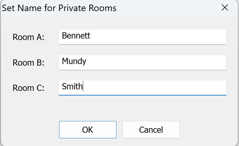 Set Names for Private Rooms